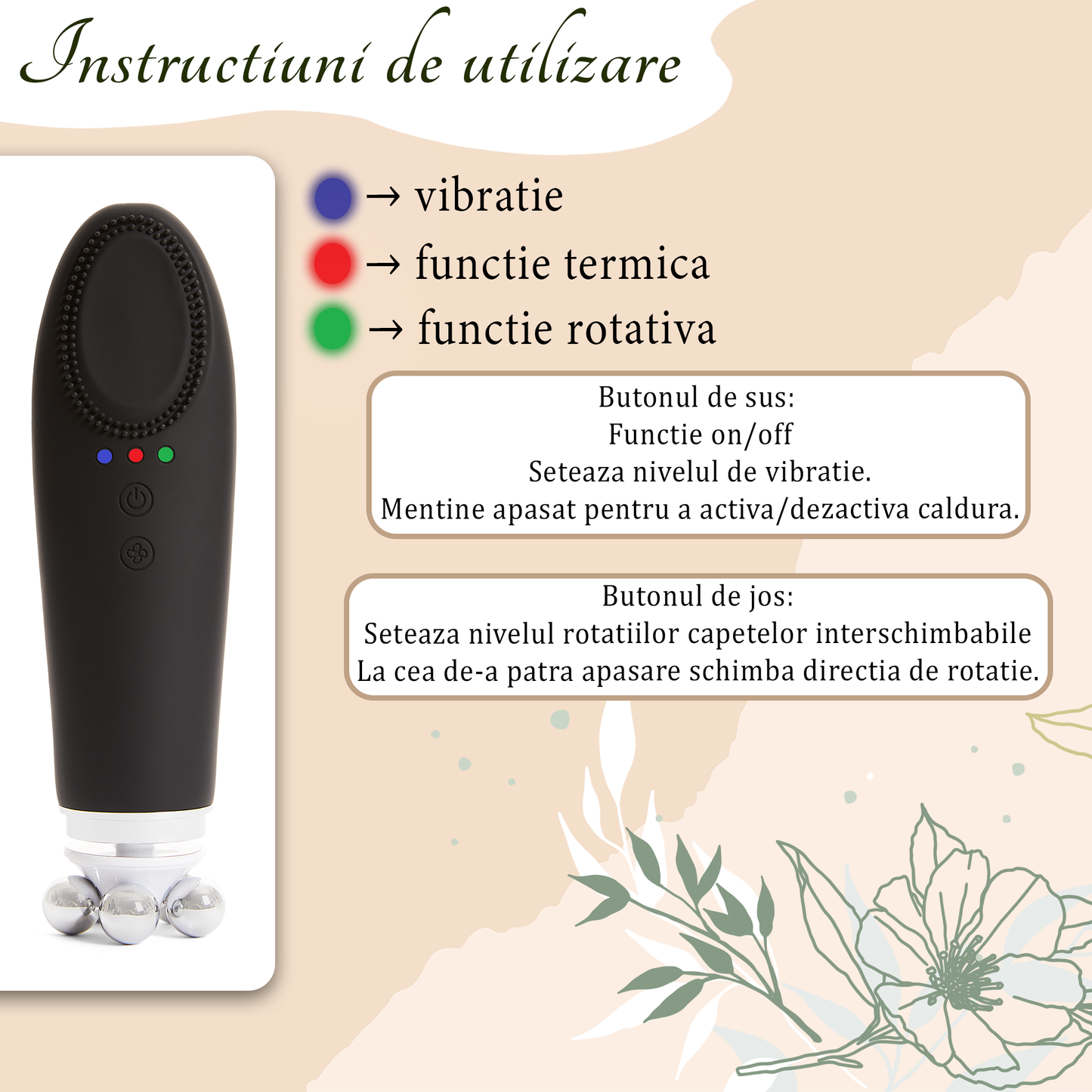 GlowCare 6 în 1 – Dispozitiv de masaj facial pentru îngrijirea pielii